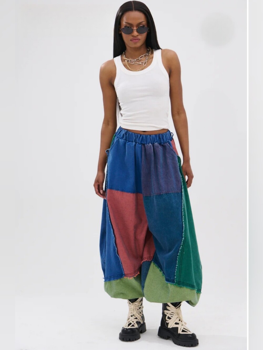Patchwork Denim Harem Balloon Pants Size Medium